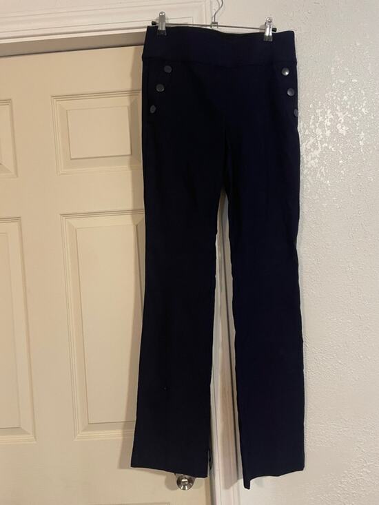 Violets & Roses Pants - Women's Navy Trish Bootcut Wide-Leg Button Detail Pants